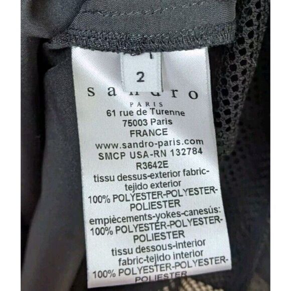 Sandro Roxane Solid Black Mesh Gathered Sleeveless Mini Dress Size Medium - Picture 9 of 12